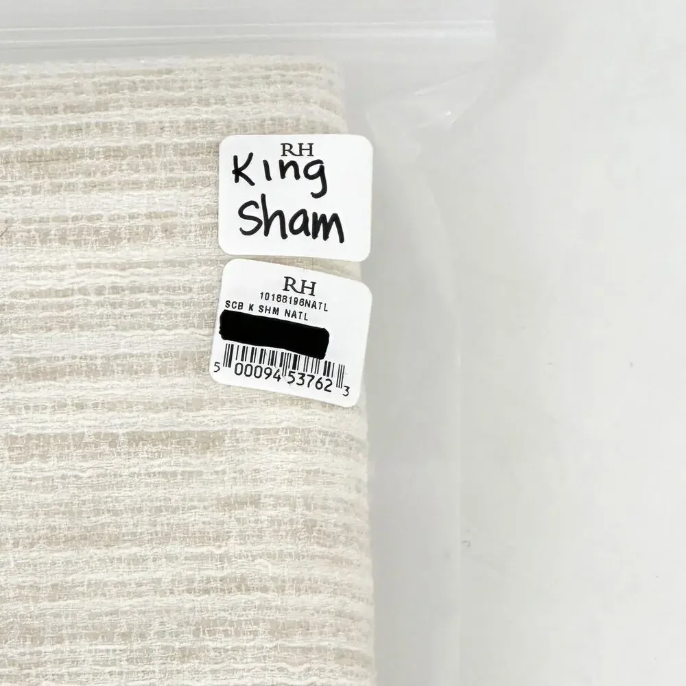 Restoration Hardware Striated Cotton Linen Pillow Sham King Size Natural